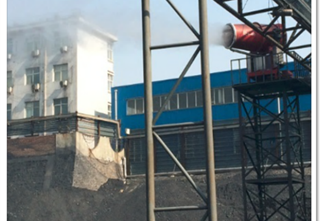 Dust suppression spray in coal storage yard